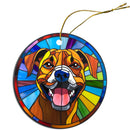 Dog Breed Christmas Ornament Stained Glass Style, "Boxer"