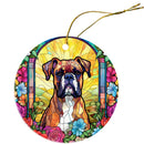 Dog Breed Christmas Ornament Stained Glass Style, "Boxer"