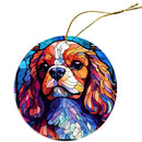 Dog Breed Christmas Ornament Stained Glass Style, "Cavalier King Charles Spaniel"