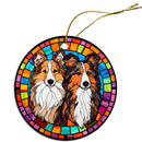 Dog Breed Christmas Ornament Stained Glass Style, "Collie"