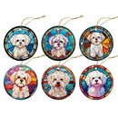 Dog Breed Christmas Ornament Stained Glass Style, "Maltese"