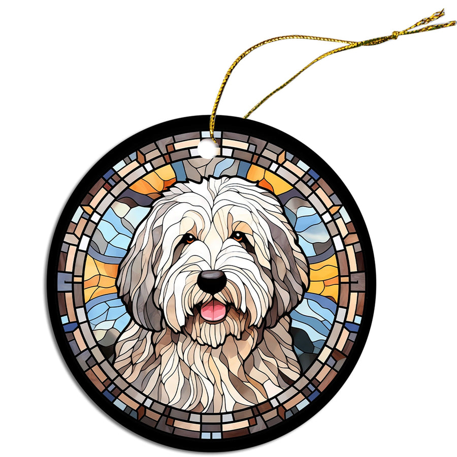 Dog Breed Christmas Ornament Stained Glass Style, 