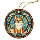 Dog Breed Christmas Ornament Stained Glass Style, "Pomeranian"