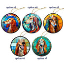 Dog Breed Christmas Ornament Stained Glass Style, "Saluki"