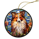 Dog Breed Christmas Ornament Stained Glass Style, "Sheltie"