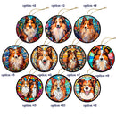 Dog Breed Christmas Ornament Stained Glass Style, "Sheltie"