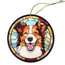 Dog Breed Christmas Ornament Stained Glass Style, "Sheltie"