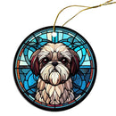 Dog Breed Christmas Ornament Stained Glass Style, "Shih Tzu"