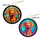 Dog Breed Christmas Ornament Stained Glass Style, "Vizsla"