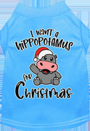 Christmas Pet Dog & Cat Shirt Screen Printed, "I Want A Hippopotamus For Christmas"