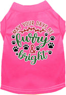 Christmas Dog Shirt for Pets 20-115 Pounds, "Furry & Bright"