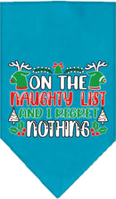 Christmas Pet and Dog Bandana Screen Printed, "On The Naughty List And I Regret Nothing"