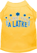 Hanukkah Pet Dog and Cat Shirt Screen Printed, "I Like You A Latke"