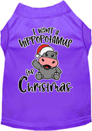 Christmas Pet Dog & Cat Shirt Screen Printed, "I Want A Hippopotamus For Christmas"