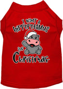 Christmas Pet Dog & Cat Shirt Screen Printed, "I Want A Hippopotamus For Christmas"