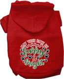 Christmas Pet, Dog and Cat Hoodie Screen Printed, "Furry & Bright"