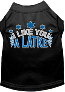 Hanukkah Pet Dog and Cat Shirt Screen Printed, "I Like You A Latke"