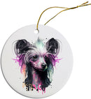 Dog Breed Specific Round Christmas Ornament, "Chinese Crested"
