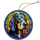 Dog Breed Christmas Ornament Stained Glass Style, "Coonhound"