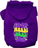 Pet Dog & Cat Screen Printed Hoodie for Medium to Large Pets (Sizes 2XL-6XL), "In My Mardi Gras Era"