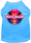 Pet Dog & Cat Screen Printed Shirt for Small to Medium Pets (Sizes XS-XL), "North Carolina Neon Beach Sunset"