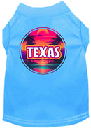 Pet Dog & Cat Screen Printed Shirt for Small to Medium Pets (Sizes XS-XL), "Texas Neon Beach Sunset"