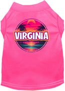 Pet Dog & Cat Screen Printed Shirt for Medium to Large Pets (Sizes 2XL-6XL), "Virginia Neon Beach Sunset"