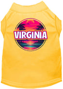 Pet Dog & Cat Screen Printed Shirt for Small to Medium Pets (Sizes XS-XL), "Virginia Neon Beach Sunset"