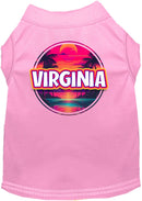 Pet Dog & Cat Screen Printed Shirt for Small to Medium Pets (Sizes XS-XL), "Virginia Neon Beach Sunset"