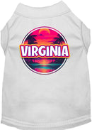 Pet Dog & Cat Screen Printed Shirt for Small to Medium Pets (Sizes XS-XL), "Virginia Neon Beach Sunset"