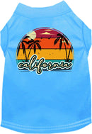 Pet Dog & Cat Screen Printed Shirt for Small to Medium Pets (Sizes XS-XL), "California Retro Beach Sunset"