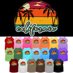 Pet Dog & Cat Screen Printed Shirt for Small to Medium Pets (Sizes XS-XL), "California Retro Beach Sunset"