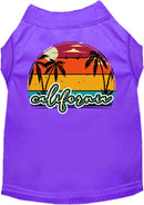 Pet Dog & Cat Screen Printed Shirt for Small to Medium Pets (Sizes XS-XL), "California Retro Beach Sunset"