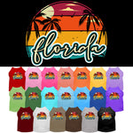 Pet Dog & Cat Screen Printed Shirt for Small to Medium Pets (Sizes XS-XL), "Florida Retro Beach Sunset"