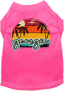 Pet Dog & Cat Screen Printed Shirt for Small to Medium Pets (Sizes XS-XL), "Georgia Retro Beach Sunset"