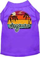 Pet Dog & Cat Screen Printed Shirt for Small to Medium Pets (Sizes XS-XL), "Virginia Retro Beach Sunset"