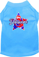 Pet Dog & Cat Screen Printed Shirt for Small to Medium Pets (Sizes XS-XL), "Delaware Patriotic Tie Dye"