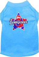 Pet Dog & Cat Screen Printed Shirt for Small to Medium Pets (Sizes XS-XL), "Louisiana Patriotic Tie Dye"