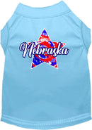 Pet Dog & Cat Screen Printed Shirt for Small to Medium Pets (Sizes XS-XL), "Nebraska Patriotic Tie Dye"