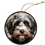 Dog Breed Specific Round Christmas Ornament, "Schnoodle"