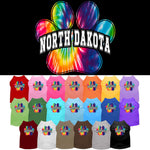 Pet Dog & Cat Screen Printed Shirt for Small to Medium Pets (Sizes XS-XL), "North Dakota Bright Tie Dye"