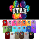 Pet Dog & Cat Screen Printed Shirt for Small to Medium Pets (Sizes XS-XL), "Utah Bright Tie Dye"