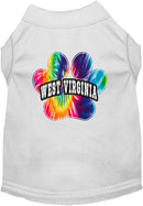 Pet Dog & Cat Screen Printed Shirt for Small to Medium Pets (Sizes XS-XL), "West Virginia Bright Tie Dye"