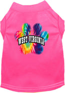 Pet Dog & Cat Screen Printed Shirt for Small to Medium Pets (Sizes XS-XL), "West Virginia Bright Tie Dye"