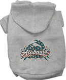 Pet Dog & Cat Screen Printed Hoodie for Small to Medium Pets (Sizes XS-XL), "Alabama Retro Crabs"