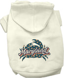 Pet Dog & Cat Screen Printed Hoodie for Small to Medium Pets (Sizes XS-XL), "Maryland Retro Crabs"