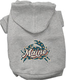 Pet Dog & Cat Screen Printed Hoodie for Small to Medium Pets (Sizes XS-XL), "Maine Retro Crabs"