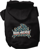 Pet Dog & Cat Screen Printed Hoodie for Small to Medium Pets (Sizes XS-XL), "New Jersey Retro Crabs"