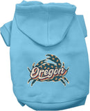 Pet Dog & Cat Screen Printed Hoodie for Medium to Large Pets (Sizes 2XL-6XL), "Oregon Retro Crabs"