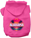 Pet Dog & Cat Screen Printed Hoodie for Medium to Large Pets (Sizes 2XL-6XL), "Alabama Neon Beach Sunset"